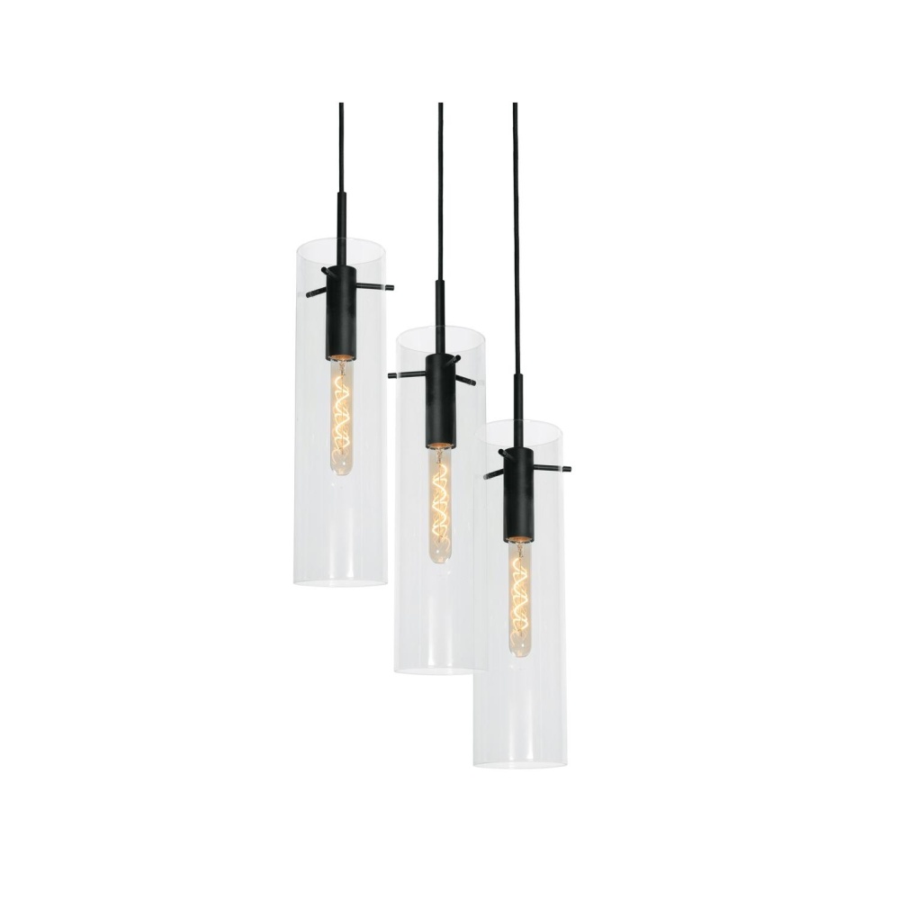 Vista 3 Light Round Pendant, 60W, BK