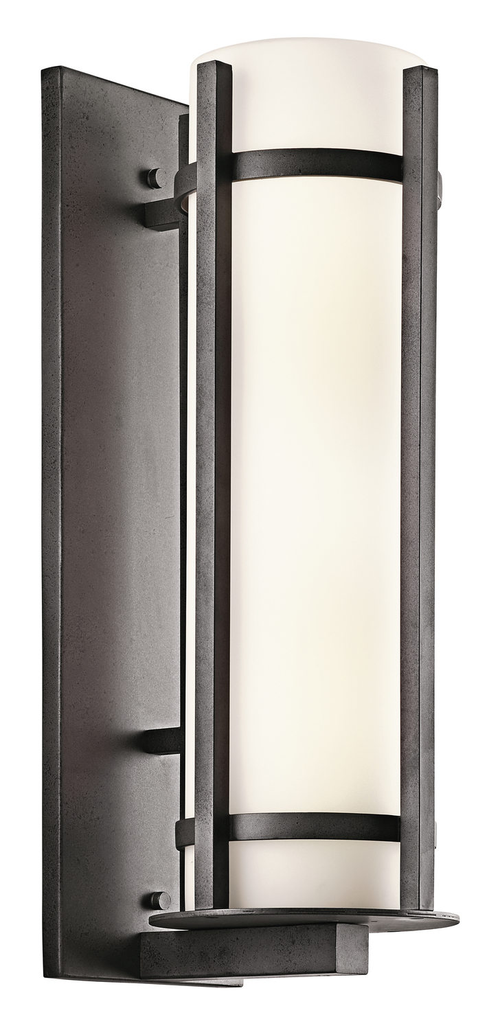 Camden 22.5" 2 Light Outdoor Wall Light with Opal Etched Glass in Anvil Iron