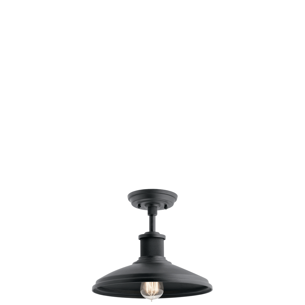 Allenbury 12" 1 Light Outdoor Convertible Pendant Light with Textured Black