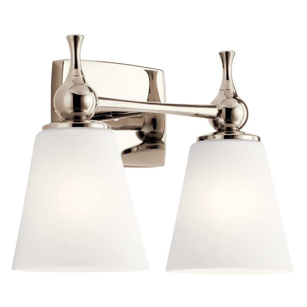 Cosabella 15" 2 Light Vanity Light with Etched White Glass Polished Nickel