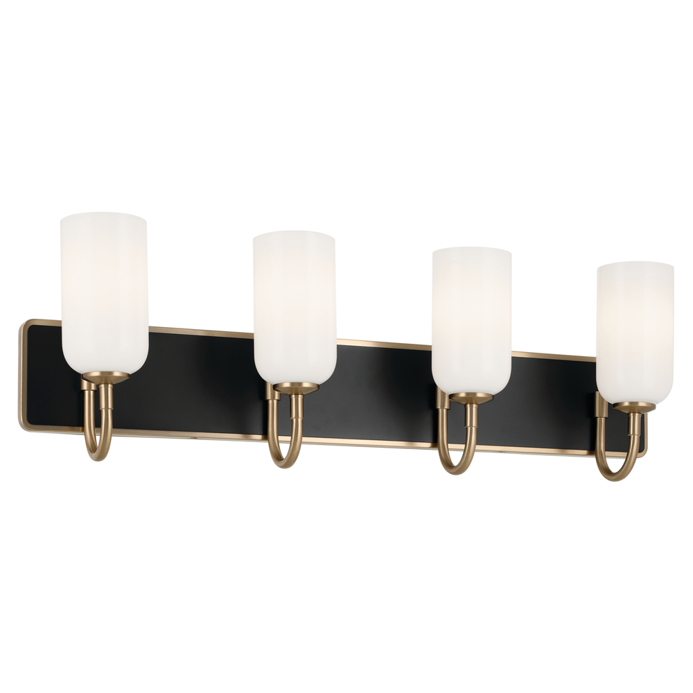Solia 32 Inch 4 Light Vanity with Opal Glass in Champagne Bronze with Black