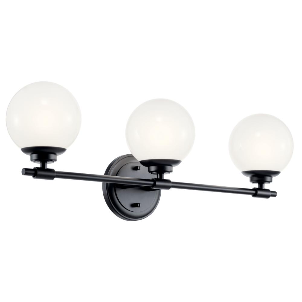 Benno 24.5 Inch 3 Light Vanity with Opal Glass in Black