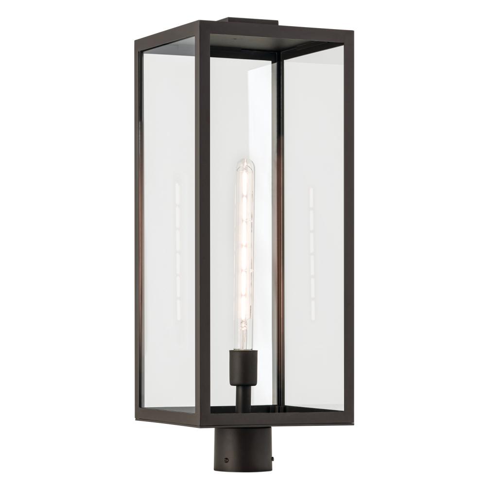 Branner 25.5 inch 1 Light Outdoor Post Light with Clear Glass in Olde Bronze