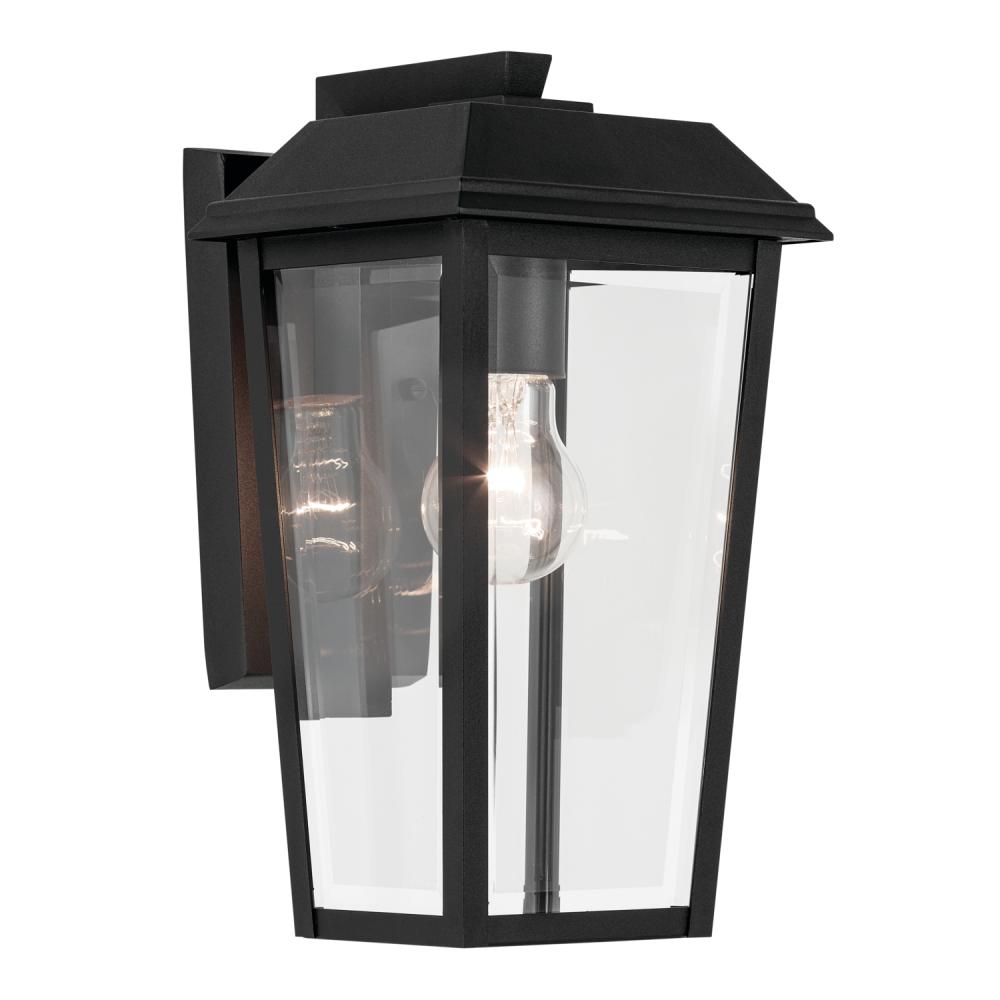 Mathus 13 inch 1 Light Outdoor Wall Light with Clear Glass in Textured Black