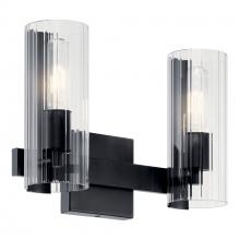 Kichler 55167BK - Jemsa 13.75 Inch 2 Light Vanity with Clear Fluted Glass in Black