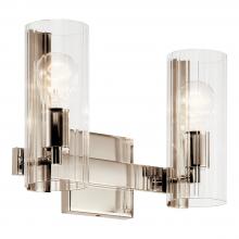 Kichler 55167PN - Jemsa 13.75 Inch 2 Light Vanity with Clear Fluted Glass in Polished Nickel