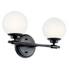 Kichler 55171BK - Benno 14.75 Inch 2 Light Vanity with Opal Glass in Black