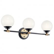Kichler 55172BKCPZ - Benno 24.5 Inch 3 Light Vanity with Opal Glass in Black and Champagne Bronze