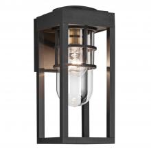Kichler 59137BKT - Hone 13 inch 1 LT Outdoor Wall LT with Clear Glass in Textured Black with Natural Brass Accent