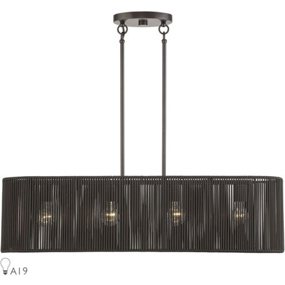 4 Light English Bronze Large Linear Chandelier