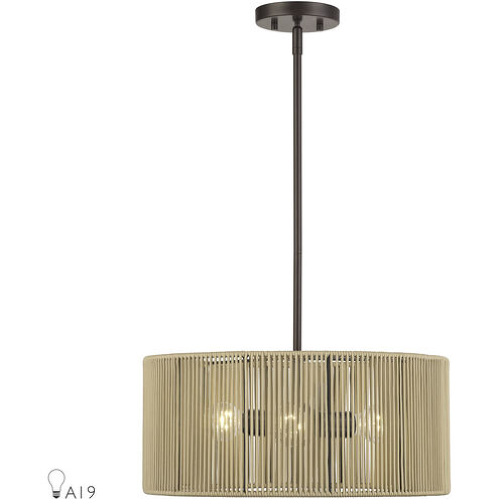 3 Light English Bronze Pendant Chandelier