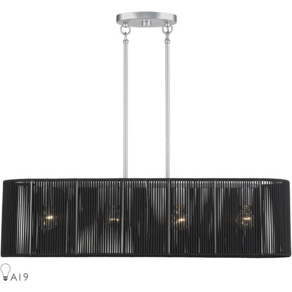 4 Light Black Large Linear Chandelier