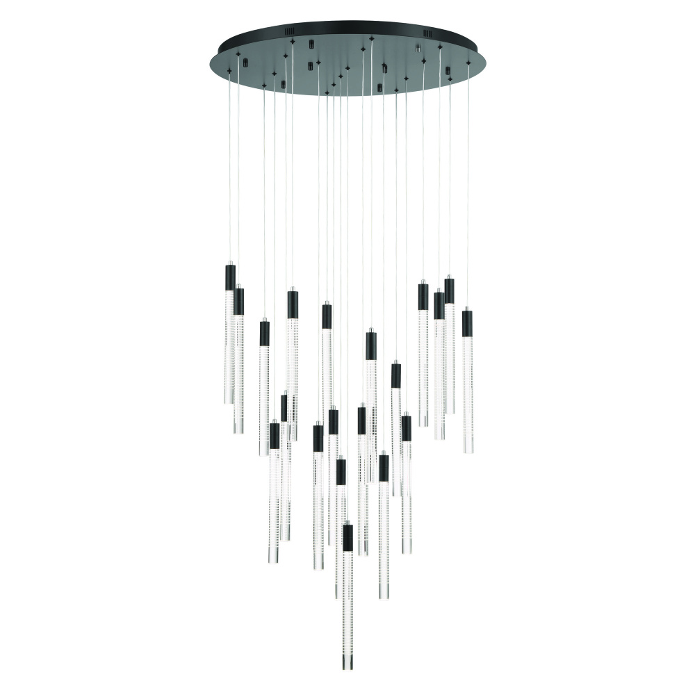 Celine 20 Light Integrated LED Chandelier, Brass with Laser Lined Glass Rods