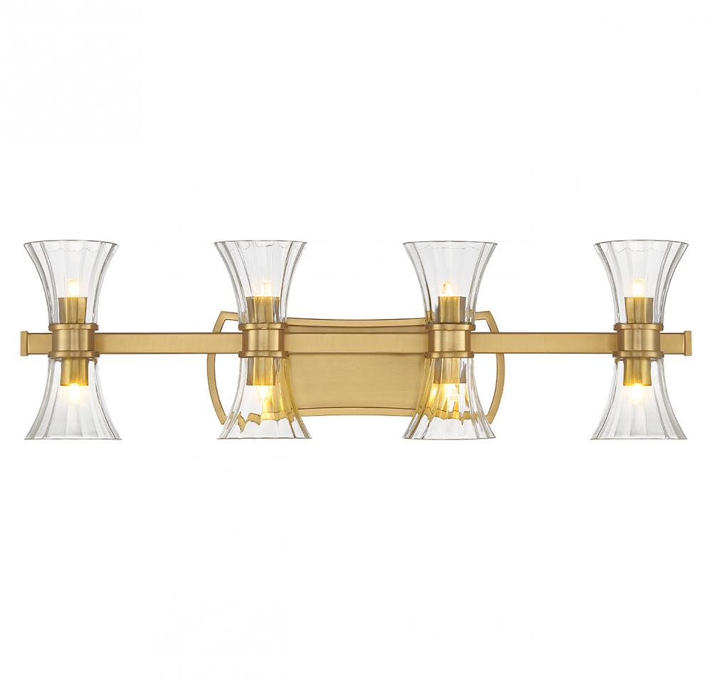 Bennington 8-Light LED Bathroom Vanity Light in Warm Brass