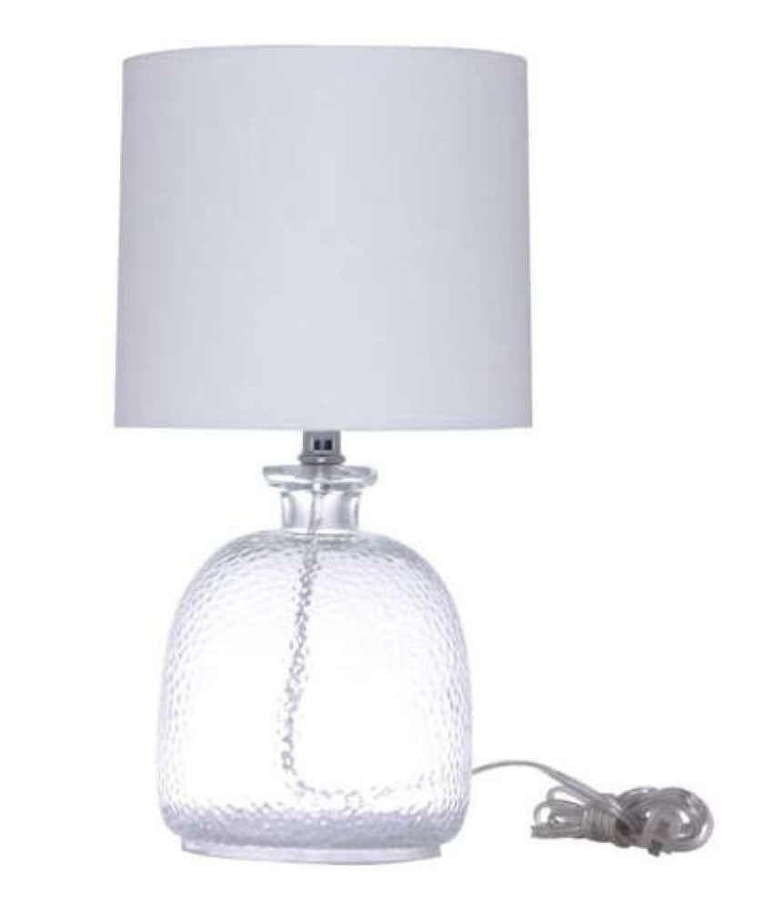 BL65LTX, Clear Glass Base with Off White Hardback Shade
