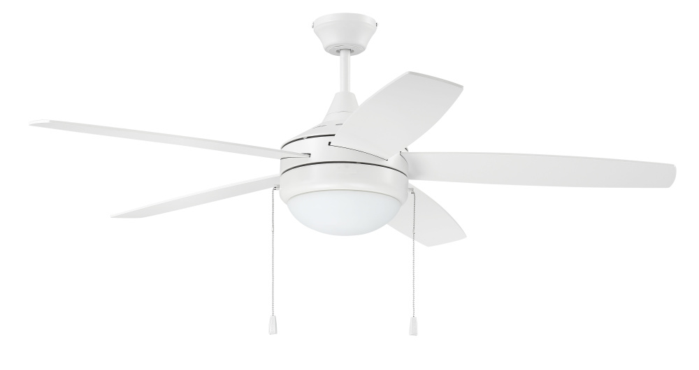 Phaze Energy Star 5 52" 5-Blade Ceiling Fan in White w/ White Blades; Integrated Light Kit