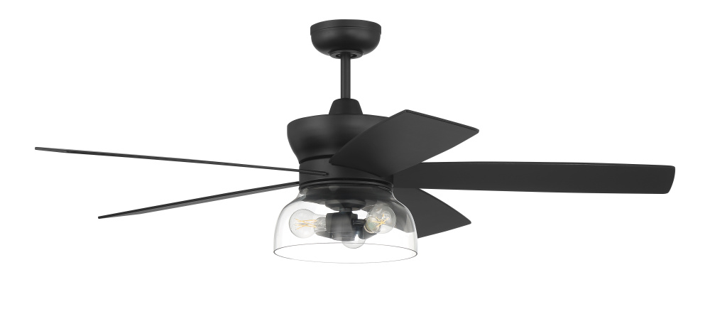 Gibson 52" 5-Blade Ceiling Fan in Flat Black w/ Flat Black/Greywood Blades; Integrated Light Kit
