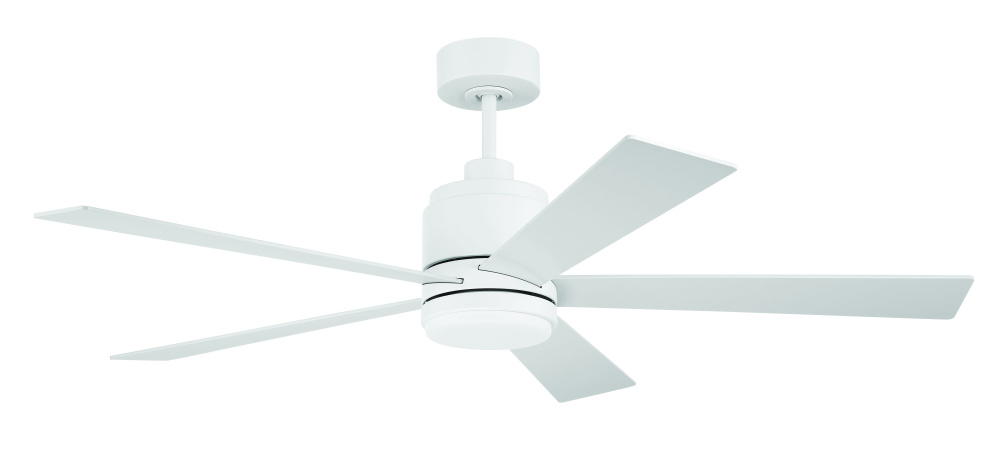 McCoy 52" 5-Blade Ceiling Fan in White w/ White Blades; Light Kit Included (optional)