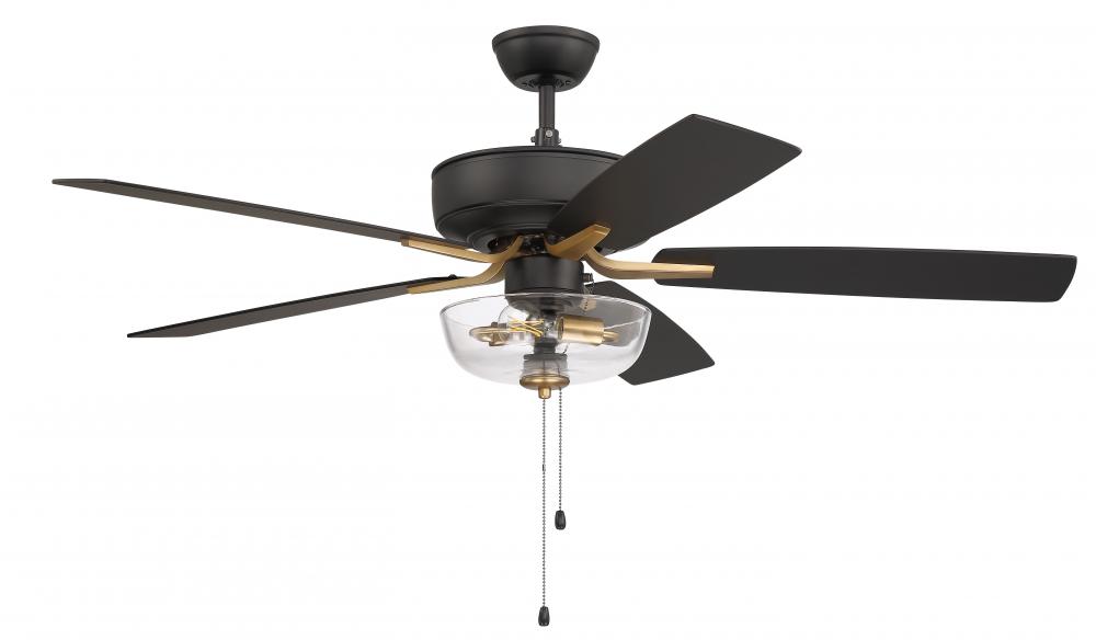 52" Ceiling Fan w/Blades, Clear Bowl LED Light Kit
