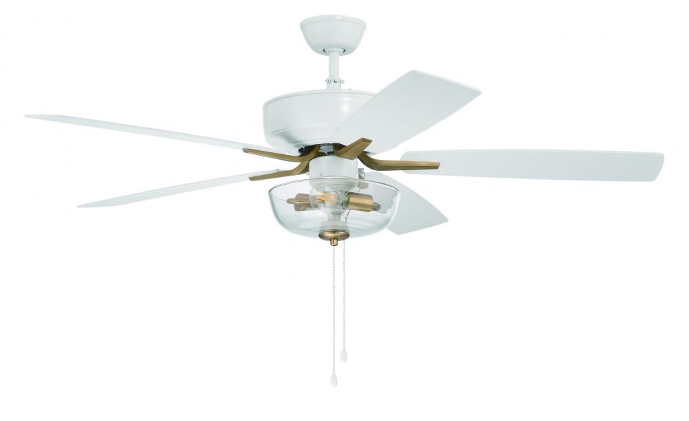 52" Ceiling Fan w/Blades, Clear Bowl LED Light Kit
