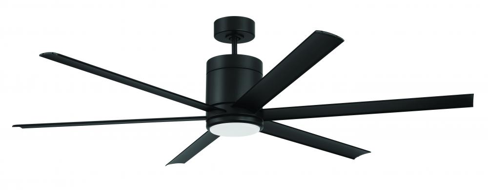 Tate 65" 6-Blade Indoor/Outdoor (Wet) Ceiling Fan in Flat Black w/ Flat Black Blades