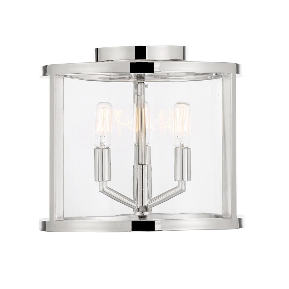 Libby Langdon Devon 3 Light Polished Nickel Semi Flush Mount