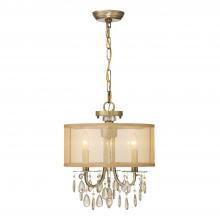 Crystorama 5623-AB - Hampton 3 Light Antique Brass Etruscan Crystal Drum Shade Mini Chandelier