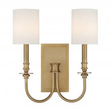 Crystorama LLO-482-AG - Lloyd 2 Light Aged Brass Sconce