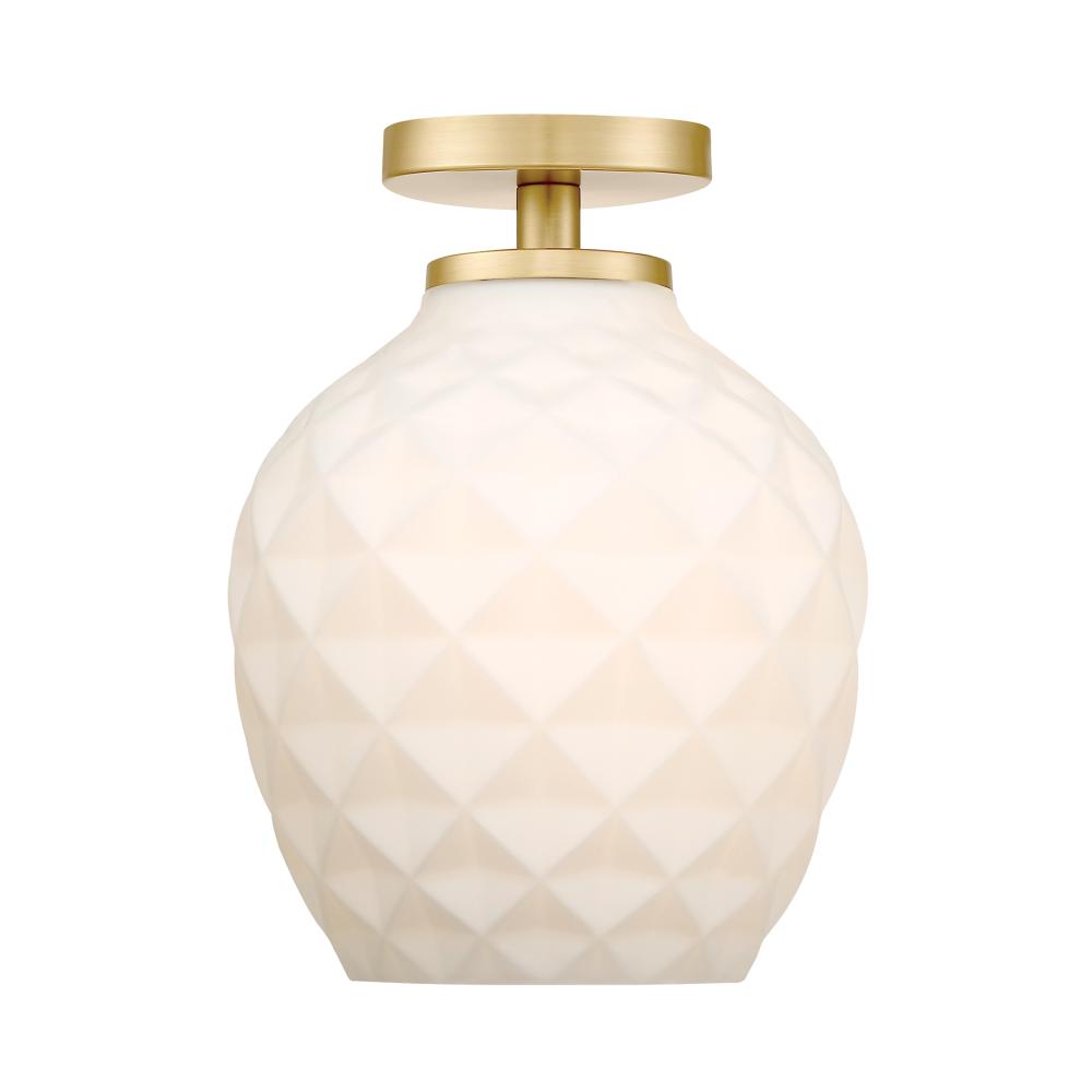 Dita 9 in. 1-Light Brushed Gold Modern Semi Flush Mount Light