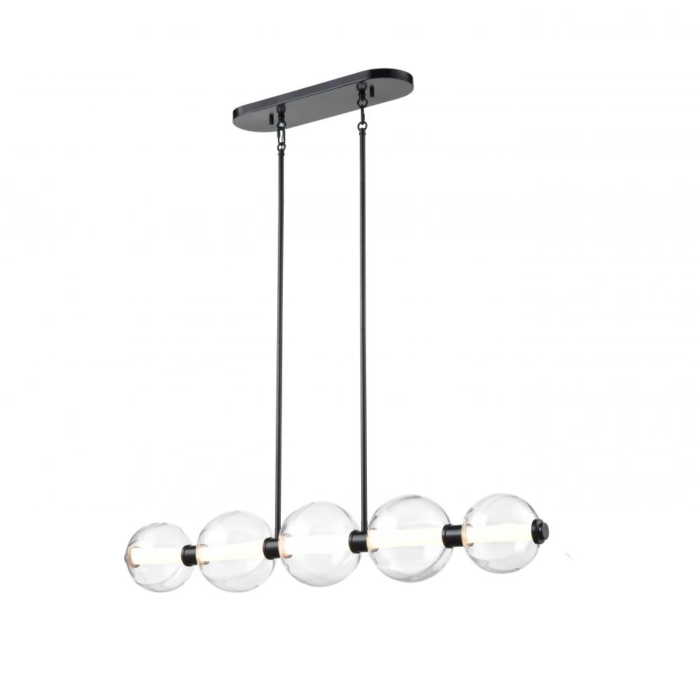 GLIMMER 38" LINEAR, BLACK W/PUMPKIN GLASS