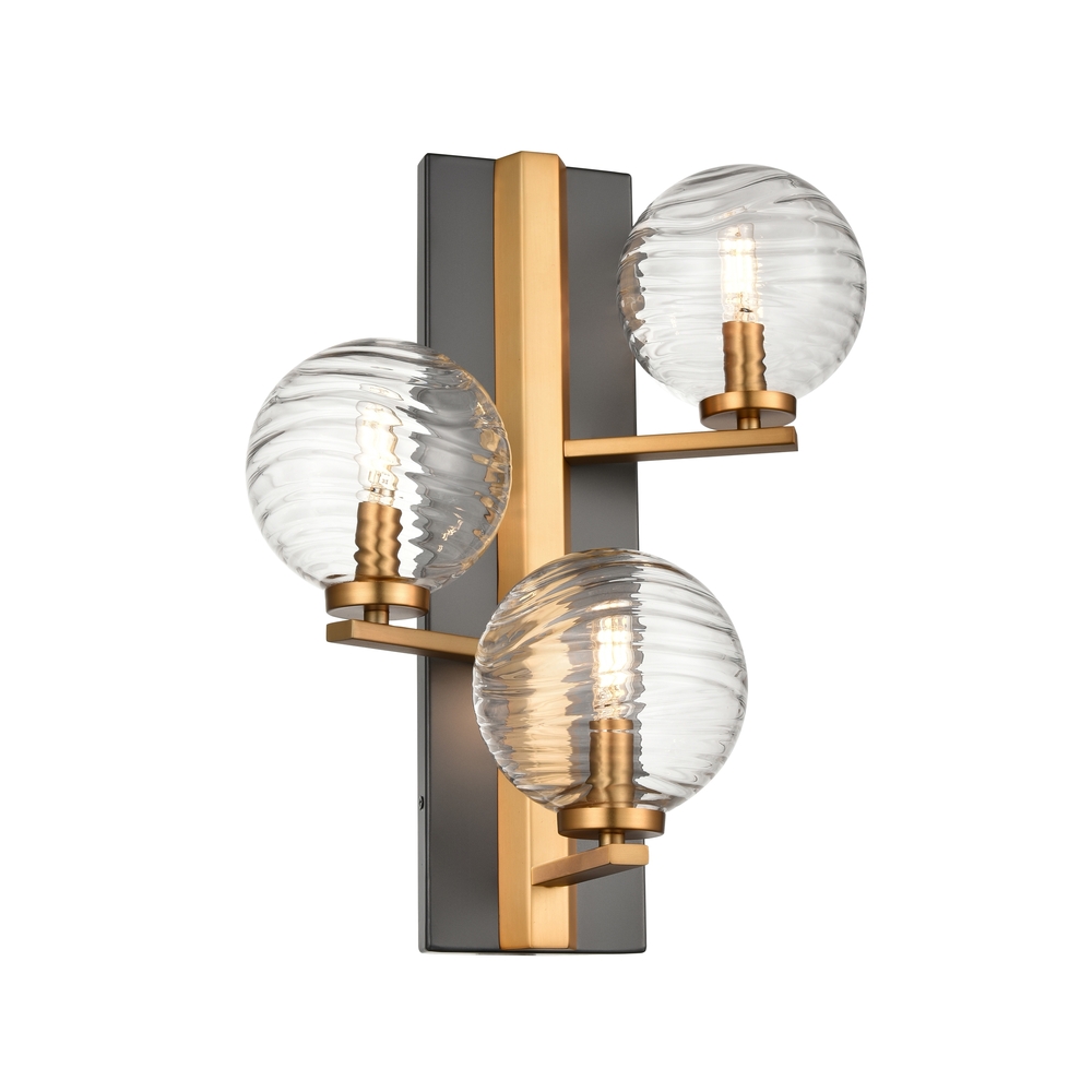 TROPEAL 3 LT. SCONCE BRASS AND GR.