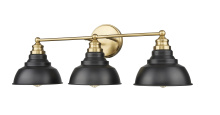 Acclaim Lighting IN40028BK - Bishop 28 in. Matte Black and Brass 3-Light Vanity