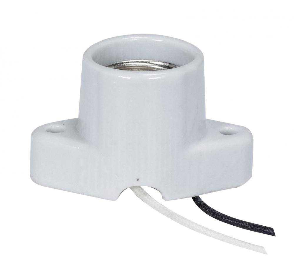 Keyless Porcelain Recessed Socket With Pre-Wired; 2" Center And With Wireway; 4" Leads;