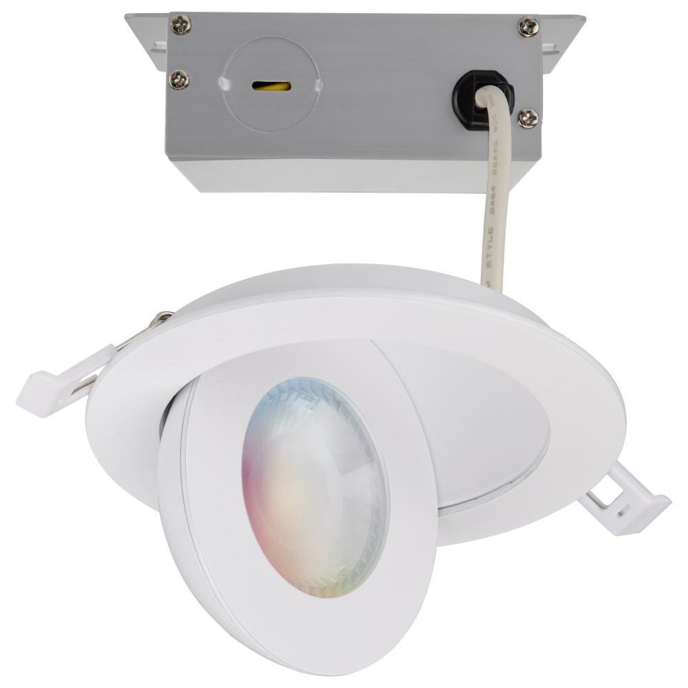 Starfish; 9 Watt LED Gimbal Downlight; 4 Inch; 2700K-5000K RGB Tunable White; Remote Driver; White