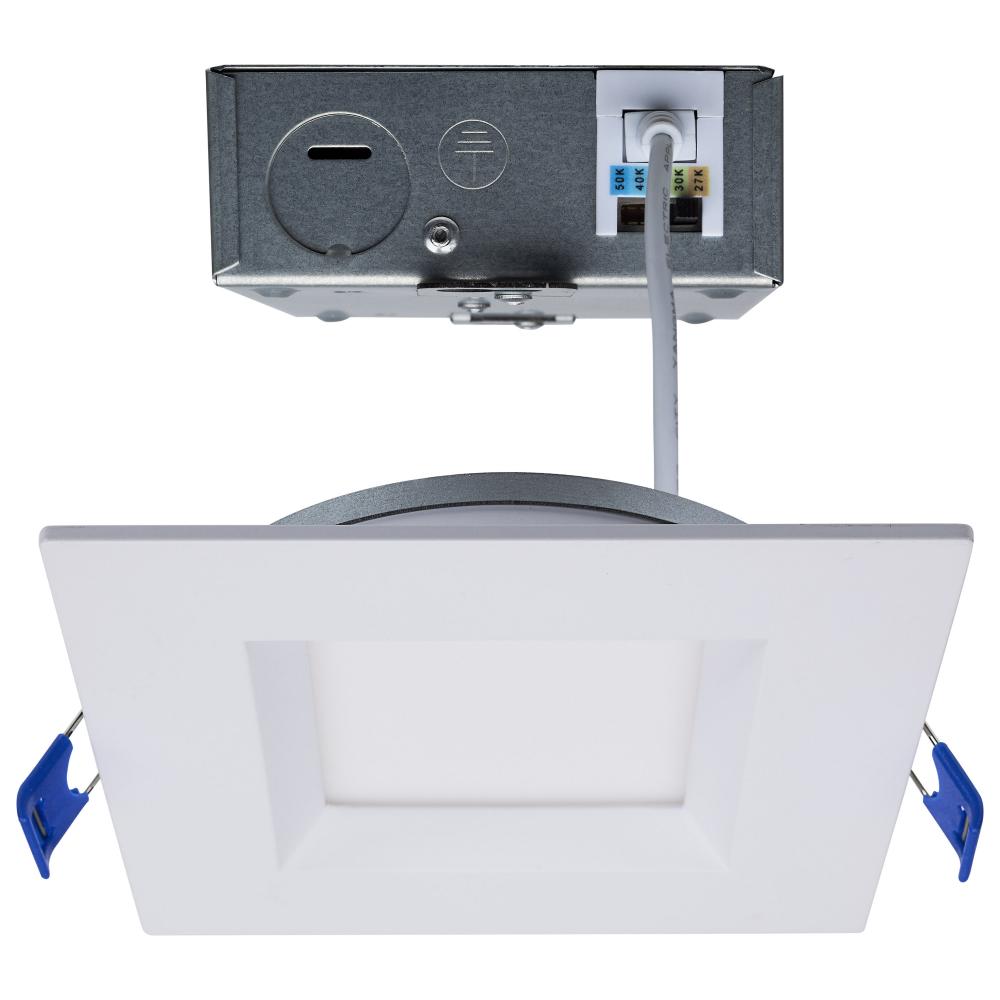 12 Watt LED Low Profile Regress Baffle Downlight; 4 Inch; Remote Driver; CCT Selectable; Square