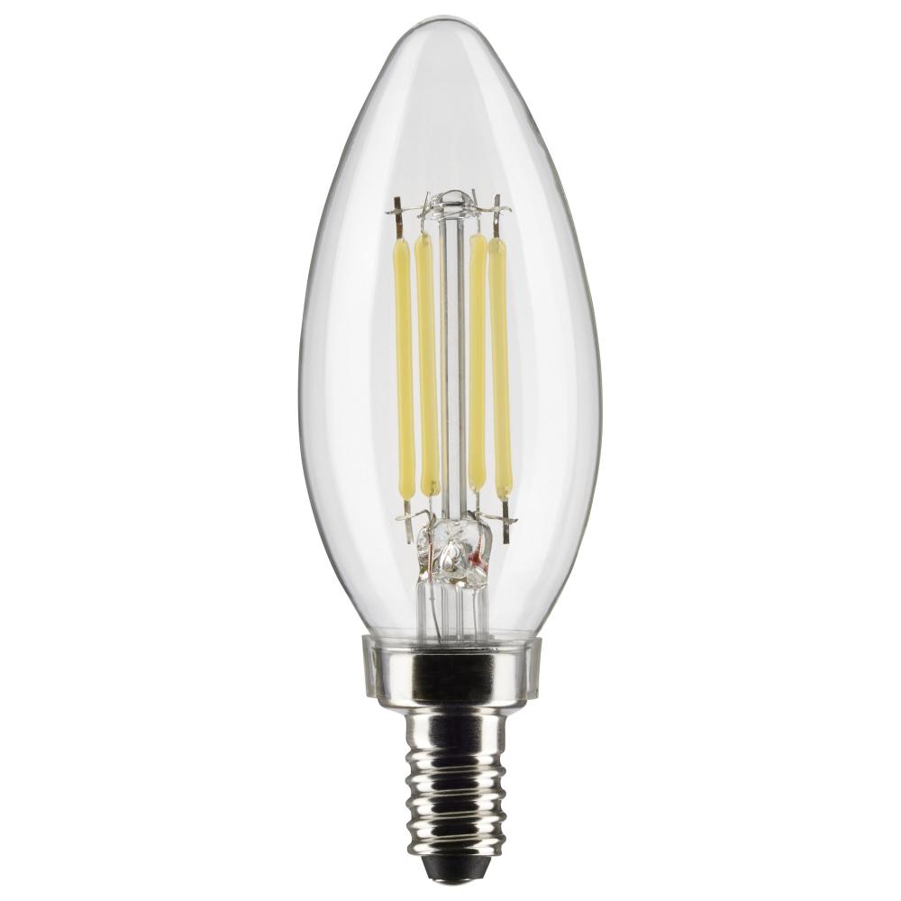 5.5 Watt B11 LED Filament; Clear; Candelabra Base; 2700K; 500 Lumens; 120 Volt; 2-Pack