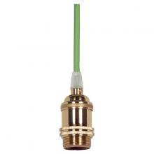 Satco Products Inc. 80/2460 - Medium base lampholder; 4pc. Solid brass; prewired; Uno ring; 10ft. 18/2 SVT Light Green Cord;