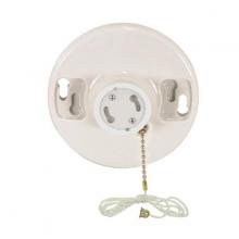 Satco Products Inc. 90/2581 - 4 Terminal White Phenolic GU24 On-Off Pull Chain Ceiling Receptacle; Screw Terminals; 4-3/8"
