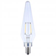Satco Products Inc. S12140 - 2 Watt Prismatic HX11 LED; 2700K CCT; Candelabra Base; 120 Volt; Clear Finish; 2-Card