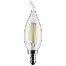 Satco Products Inc. S21883 - 5.5 Watt CA10 LED Filament; Clear; Candelabra Base; 5000K; 120 Volt; 2-Card