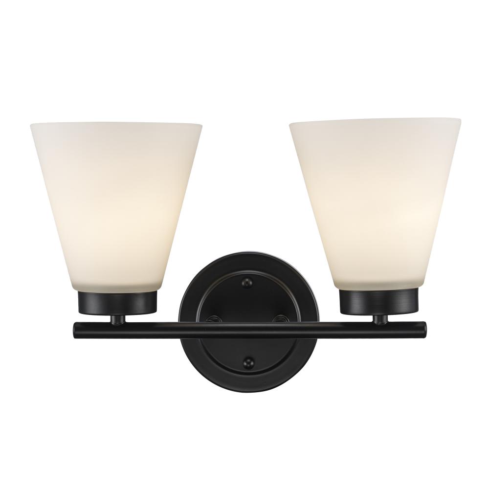 2LT VANITY-FLARED GLASS-BK