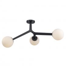 Trans Globe 11633 BK - 3LT SEMIFLUSH-ANGLED ARMS-WHIT