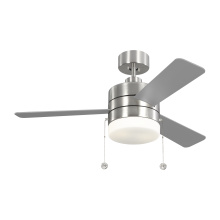 Generation Lighting 3SY44BSD - Syrus 44 LED Ceiling Fan in Brushed Steel with Silver / American Walnut Reversible Blades