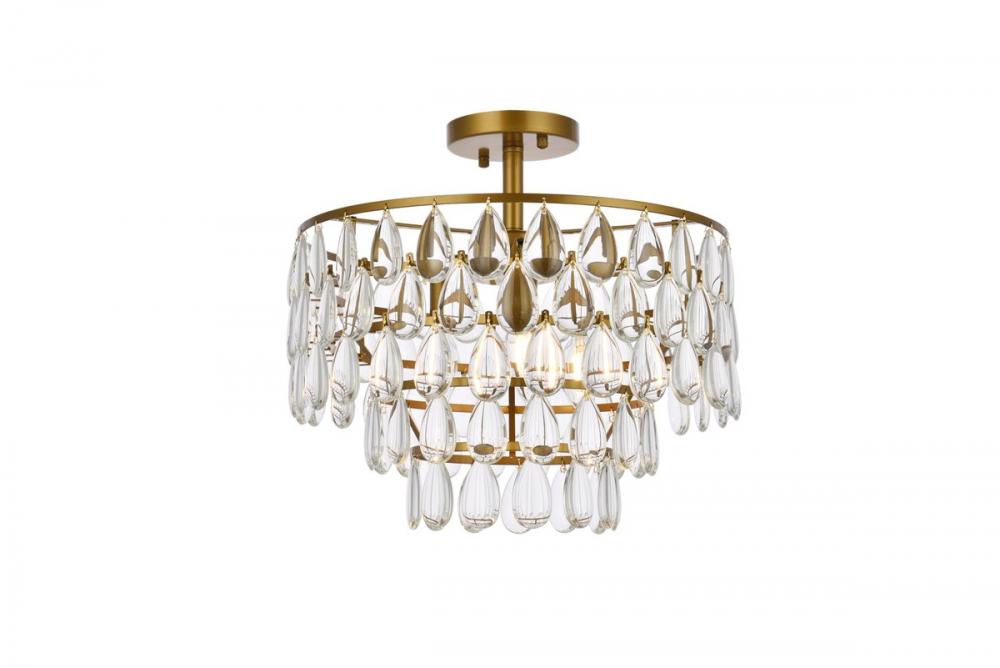 Mila 16 inch flush mount in brass