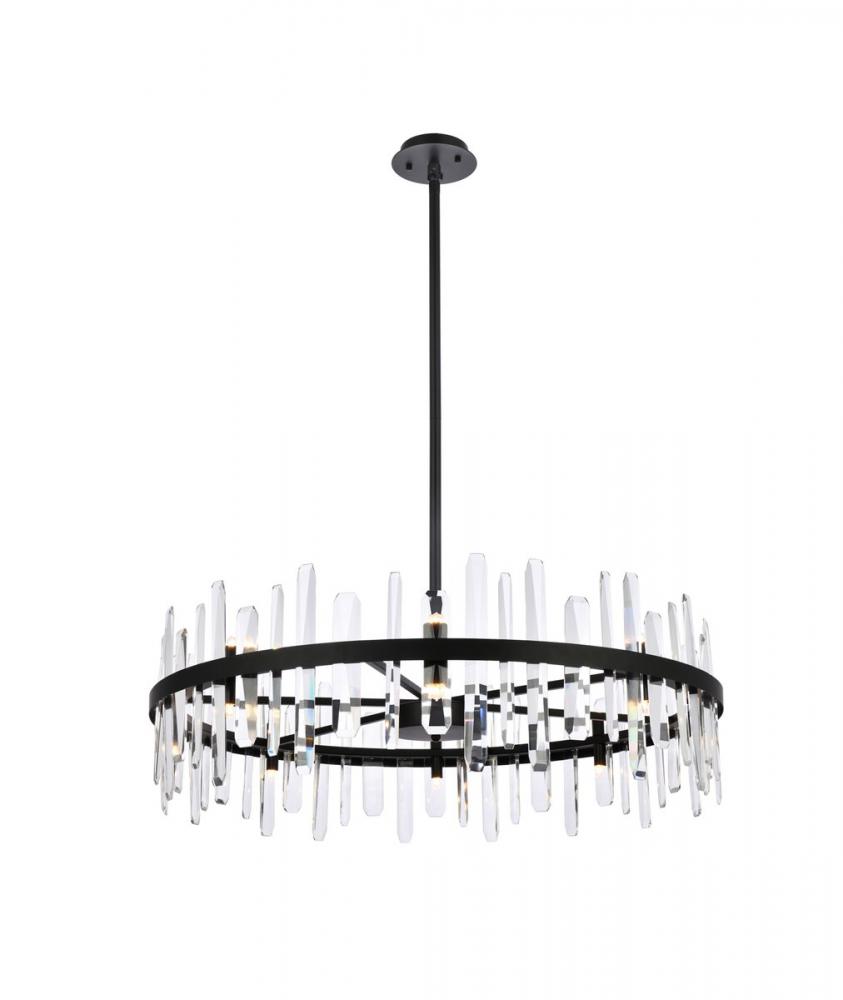 Serena 36 inch crystal round chandelier in black