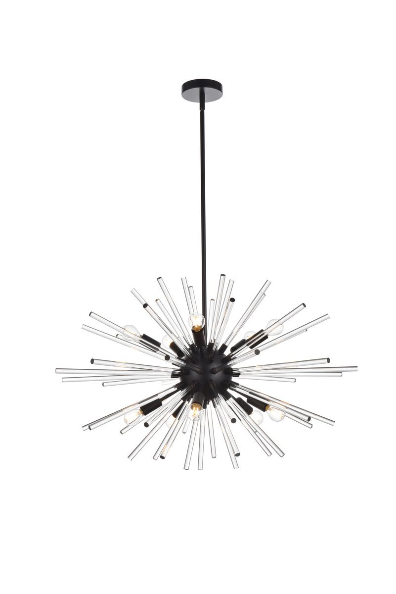 Sienna 36 inch crystal rod pendant in black