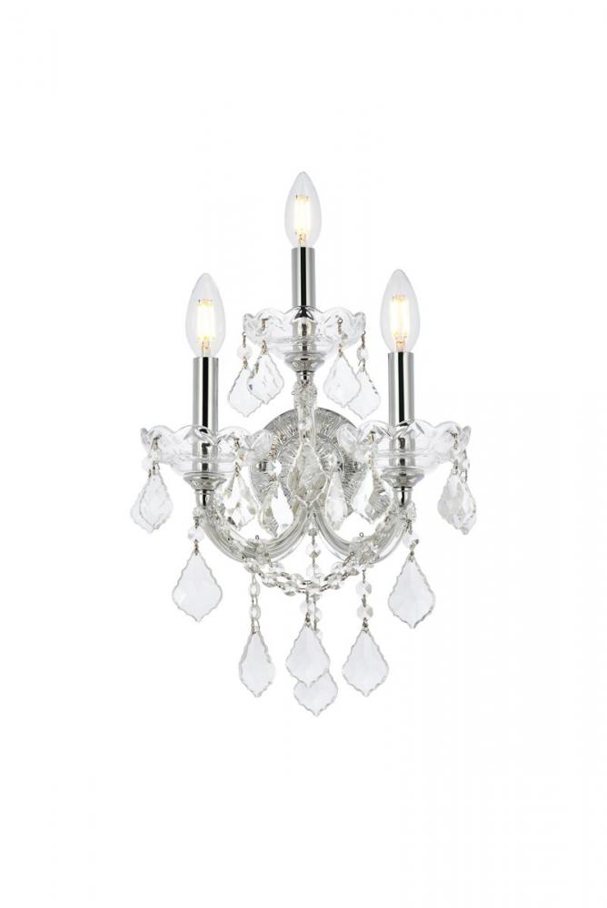 Maria Theresa 3 light Chrome Wall Sconce Clear Royal Cut Crystal