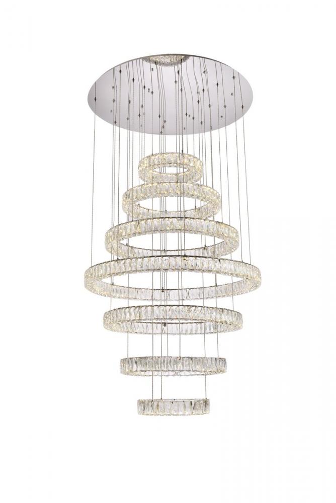 Monroe 40 inch LED seven ring chandelier in chrome