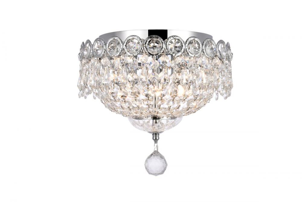Century 3 light Gold Flush Mount Clear Royal Cut Crystal