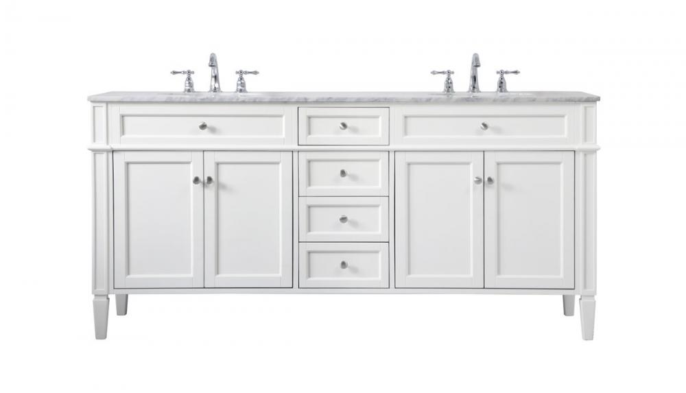 72 inch double bathroom vanity in white